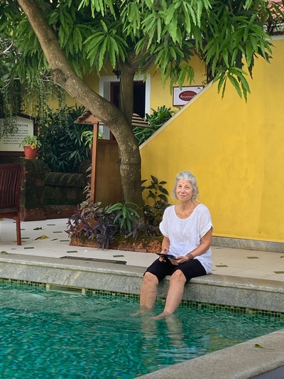 Melanie by the pool
